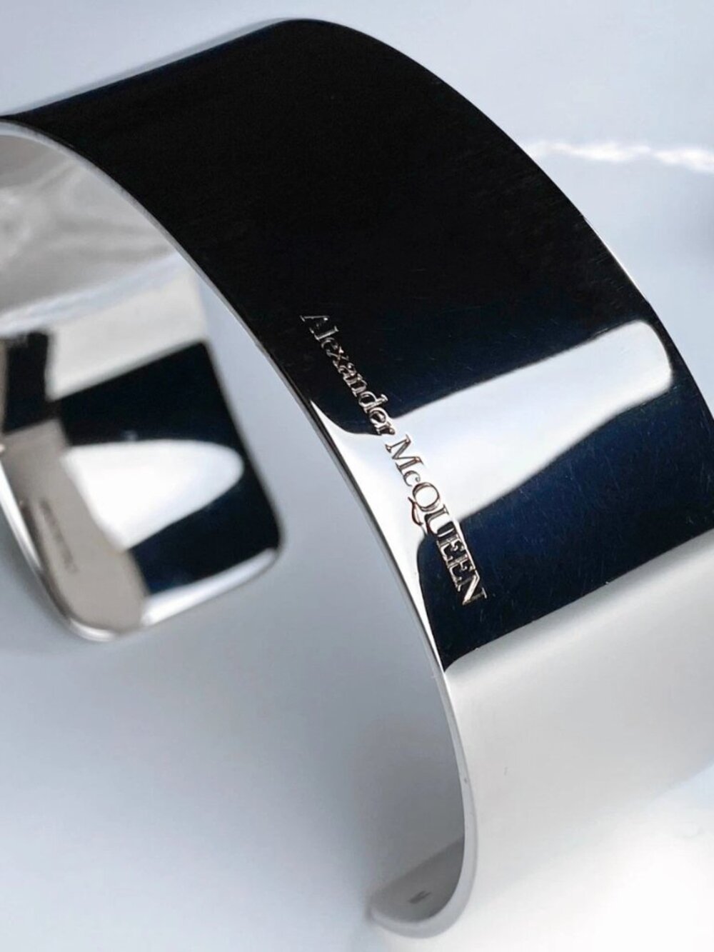 Alexander McQueen Wide Metal Open Cuff Bracelet M NWT